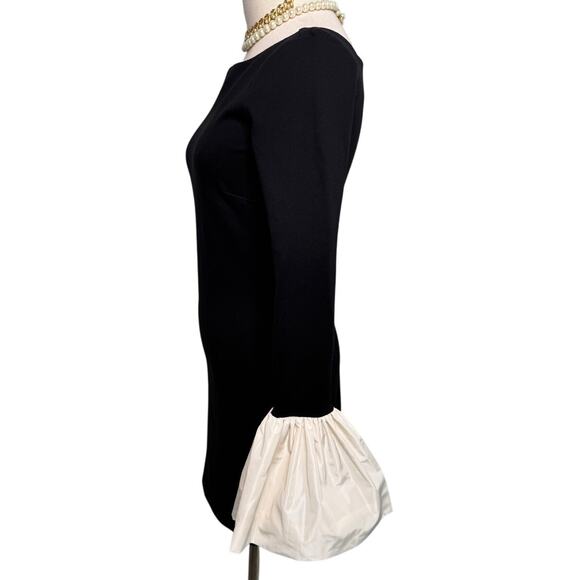 Staud Hawthorne Black & Ivory Ponte Cocktail Mini Dress bell sleeve size XS - Picture 10 of 15